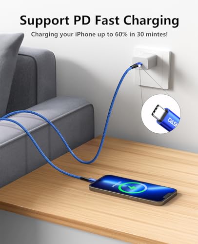 Premium 6 FT USB C to Lightning Charging Cable – 2 Pack for i Phone & i Pad – Fast Charging, MFi Certified, Braided Design for Enhanced Durability & Compatibility with i Phone 14/13/12/11/Pro/MAX/X/8/7 – Ultimate Power Solution for On-the-Go Users