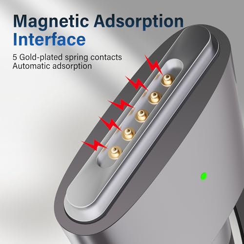 Adoreen 140W USB-C to Magnetic 3 Safe Fast-Charging Cable 6 Ft with 240W to USB-C Adapter, PD 3.1, LED Indicator, Braided Apple Magsafe Charger Accessories for Ipads, MacBook Pro & MacBook Air, Black – Enhanced Compatibility and Speed