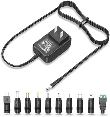Universal 5 V AC/DC Power Adapter with Multi-Tip Cord – UL Listed 15 W Switching Supply for Safe, Fast Charging of 3 A and 2.5 A Devices – Versatile Wall Charger for Enhanced Compatibility and Portability