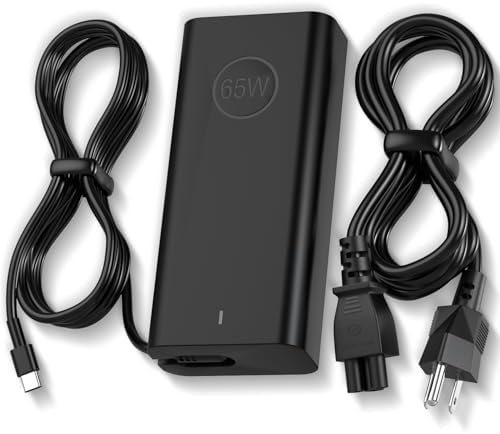 Ultra-Slim 65 W USB-C Laptop Charger for Dell – Fast Charging AC Adapter Compatible with Latitude, Inspiron, Chromebook & XPS – Optimized for Professionals with Superior Safety Features and Portability