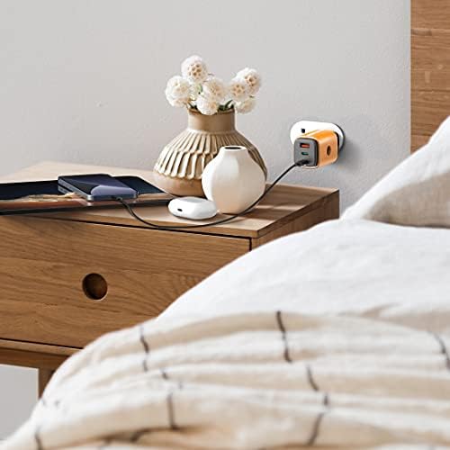 Premium 65 W Ga N USB-C Wall Charger with 3 Ports – Elegant Foldable Design in Genuine Leather for Fast Charging of i Phone 16/15/14/13/12, i Pad Pro/Air/Mini, Nintendo Switch, Mac Book/Air – Ultimate Compatibility & Portability for Tech Lovers