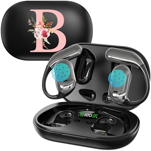 Floral Initial Personalized Wireless Earbuds with Advanced AI Language Translation – Premium Noise Cancelling Bluetooth Headphones for Stylish Communication – Ideal Mother’s Day Gift for Tech Enthusiasts and Culture Lovers