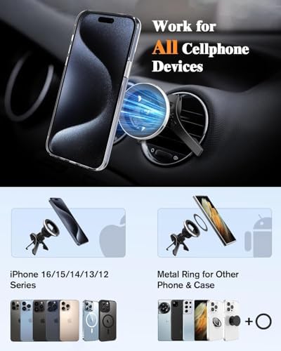VOLPORT Mag Safe Car Mount: Premium Magnetic Phone Holder for Dashboard & Air Vent – 360-Degree Pivot for i Phone 16/15/14/13/12 Pro Max Plus & Samsung S24 Ultra – Enhanced Stability & Fast Charging Compatibility – Ultimate Automotive Solution for Effortless Hands-Free Navigation