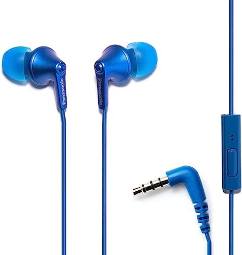 Panasonic Ergo Fit Wired Earbuds with Microphone – Superior Sound Quality with Ergonomic Comfort, Universal 3.5 mm Jack Earphones for Phones and Laptops in Stylish Metallic Purple – Custom-Fit Earpieces (S/M/L) for Optimal Audio Experience and Hands-Free Calls – RP-TCM125-VA