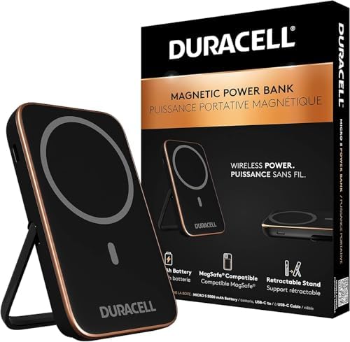 DURACELL 5,000 m Ah Mobile Power Bank – Ultra-Fast Charging for i Phone, i Pad, Samsung, and Android Devices | TSA Compliant for Travel Convenience | Mag-Safe Compatible | Compact & Lightweight Portable Charger for On-the-Go Power Solutions