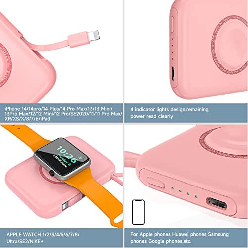HUOTO Ultra-Compact 5000 m Ah Portable Charger – Premium Power Bank for i Phone 14/13/12/11/8/7/6 & Apple Watch Series 1-9 – Fast Charging, Lightweight, and Versatile Charging Solution for On-the-Go Lifestyle