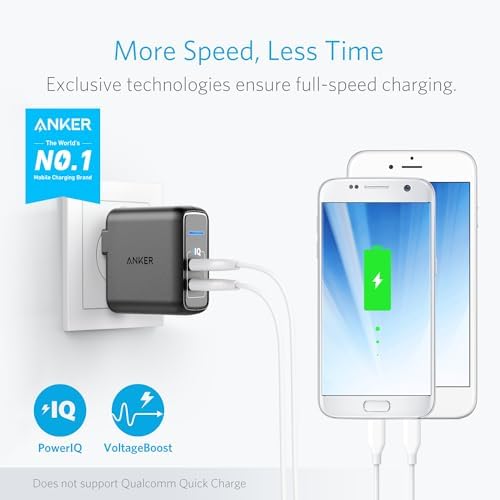 Anker Elite 24 W Dual Port USB Wall Charger – Fast Charging Adapter with Power IQ Technology, Foldable Plug for i Phone 15/14/13/12/11, i Pad Pro/Air, Samsung Galaxy & More – Compact Travel Solution for Efficient Device Charging