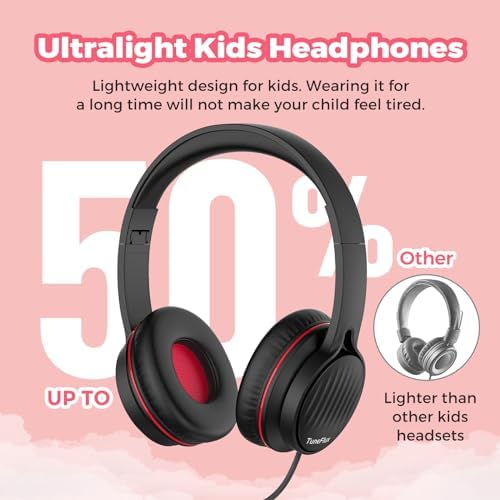 Tune Flux Safe Sound Kids Headphones – Wired Toddler Audio Gear with 85 d B Volume Limiting for Hearing Protection – Comfortable Foldable Design in Purple for School, Travel, and Tablet Use – Premium Stereo Sound for Young Listeners