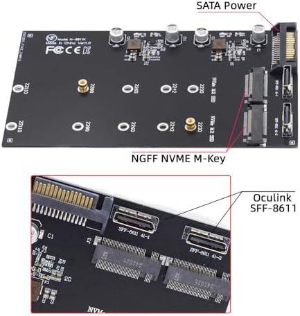 Maximize SSD Performance with NFHK M.2 to Oculink Adapter – Dual 2-to-2 PCIe NVME/AHCI Connector for Enhanced Speed | Supports 2230/2242/2280/22110 mm Drives | Ideal for High-Performance Gaming & Content Creation | Plug-and-Play Installation for Seamless Upgrades | Durable, Compact Design for Reliable Connections