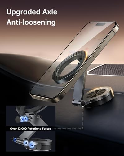 SYNCWIRE Mag Safe Car Mount – Ultimate 360° Rotating Magnetic Phone Holder for All Smartphones, Adjustable Metal Arm for Custom Positioning, Ultra-Strong Magnet for Secure Dash Installation, Perfect Companion for i Phone 16, 15, 14, 13 Pro Max – Elevate Your Driving Experience with Seamless Accessibility and Stability