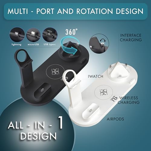 Ultimate 6 in 1 Fast Wireless Charging Hub – 15 W Qi Charger for i Phone 16/15/14/13/12 Pro Max Plus & Samsung Galaxy S23/S22 – Multi-Device Charging Station with Overcharge Protection & Compact Design for Home and Office Efficiency