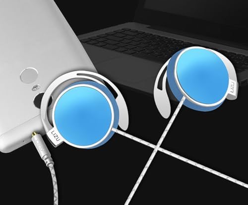 C-YOUNG Secure Fit Clip-On Earphones – Premium Over-Ear Stereo Headphones for Intense Workouts, Compatible with i Phone & Android – Lightweight, Sweat-Resistant with Built-in Microphone for Hands-Free Calls, Stylish Blue Design for Active Lifestyles