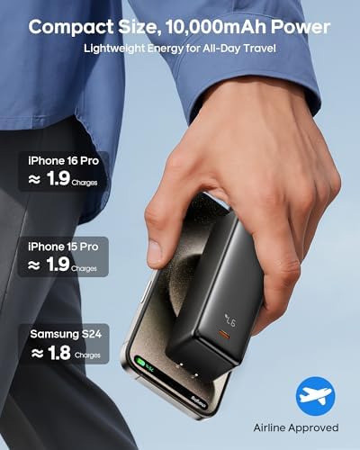 Revolutionary 3-in-1 Travel Charger for i Phone 16/15 | 10,000 m Ah Power Bank with Foldable Wall Plug and Retractable USB-C Cable | 30 W PD Fast Charging Capability, LED Power Indicator, TSA-Approved for Hassle-Free Business Trips | Unmatched Versatility and Quick Charge Solutions