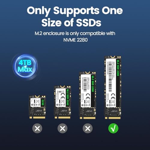 JEYI 2230 M.2 NVMe SSD Enclosure – High-Speed USB C Adapter with 10 Gbps Data Transfer for 2 TB Storage, Portable and Versatile External Drive Solution for Gamers and Professionals
