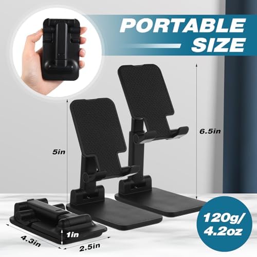 12 Pcs Cell Phone Stand for Desk Phone Holder Stand Foldable Angle Height Adjustable Portable Holder Tablet for Office Travel Photography(Black) – Enhanced Compatibility and Speed