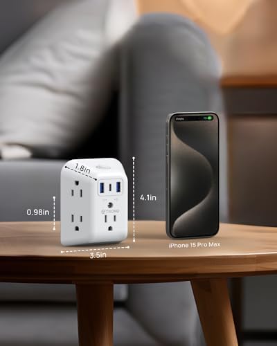 Maximize Your Charging Potential with the TROND Surge Protector Outlet Extender – 5-Outlet Power Strip with 3 USB Ports (1 USB-C) and ON/OFF Switch for Safe, Efficient Device Management at Home, Office, or On-the-Go – Ideal Multi Plug Expander with Enhanced Surge Protection and Space-Saving Design