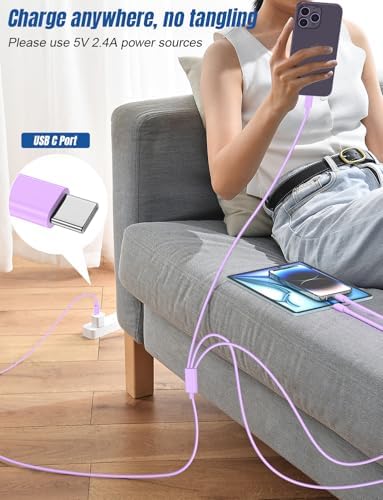 Versatile 3-in-1 i Phone Charger Cable – 6 FT USB C to Lightning with Triple Port Compatibility for i Phone 16/15/14/13/12/11 Pro Max/XS/XR/8 & i Pad Pro/Mini – Fast Charging Solution (2-Pack, Black) for Effortless Multi-Device Power Management