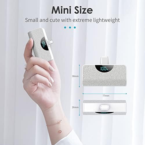 Dual Pack Mini Portable USB-C Power Bank 5200 m Ah – Fast Charging Battery Backup with LCD Display for i Phone 16 Series, Samsung, and Android Devices – Ultimate On-the-Go Power Solution