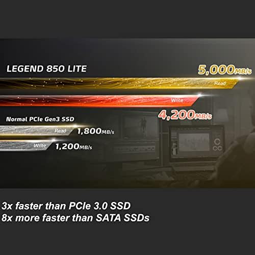 Maximize Performance with ADATA 500 GB Legend 850 LITE SSD – Ultra-Fast NVMe PCIe Gen4 x 4 M.2 2280 for Gaming and Upgrades, Speeds Up to 5,000 MB/s, High-Endurance 3 D NAND for Reliability and Enhanced Compatibility
