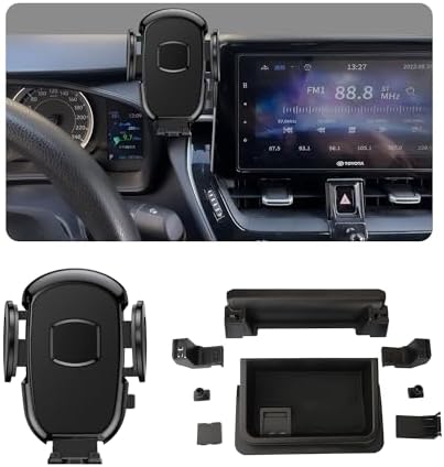 Car Phone Holder Fits for Toyota Corolla 2019-2025/corolla Cross 2022-2025[Only fits for 8/9 inch],Car Phone Mount Snugly fit Dashboard with Storage Box, 4.7-7 inch Phone,360°,Easy to Install – Enhanced Compatibility and Speed