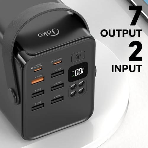 JOKO 70000 m Ah High-Capacity Power Bank – 20 W PD 3.0 Fast Charging with 22.5 W Max Output | Multi-Device USB-C Battery Pack with 7 Outputs & 2 Inputs | Ultimate Portable Charger for i Phone, Samsung & Outdoor Adventures with LED Display | Reliable Power Solution for Camping & Daily Use