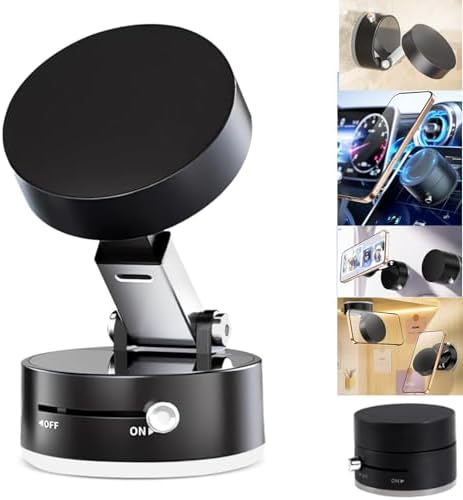Woolcar Vacuum Suction Magnetic Car Phone Holder Mount, Strong Suction Cup Magnetic Car Phone Holder for iPhone, for Samsung, All Smartphones & All Car Models (2Pcs,Black) – Enhanced Compatibility and Speed