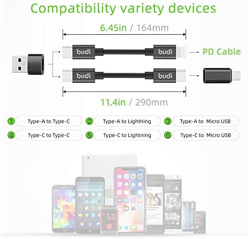 BUDI MFi Certified USB Type C Cable and Versatile Adapter Set – Premium Charging and Data Transfer Solution with Three USB Adapters and Travel Storage Box for Ultimate Convenience and Compatibility Across Devices
