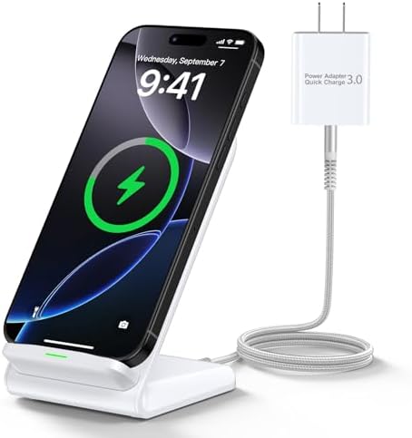 15 W Fast Wireless Charging Station for i Phone 16 Series, Samsung Galaxy S24/S23/S22/S21 & Google Pixel 9 Pro/8 – Sleek Design with QC Adapter for Universal Compatibility and Enhanced Charging Speed for Air Pods and More