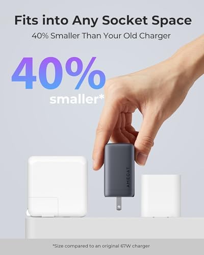 Ultimate 67 W Ga N USB C Charger – Omnia II 3-Port Fast Charging Block with PD3.0 & PPS Technology – Compact Foldable Plug for Mac Book Pro, i Phone, i Pad, Apple Watch, Galaxy & Pixel – Efficient Multi-Device Charging Solution for Travelers