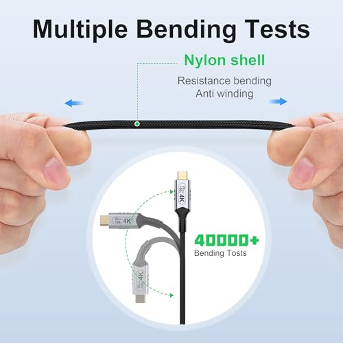 20 ft USB C Braided Extension Cable – High-Speed 20 Gbps Data Transfer, 100 W Fast Charging, 4 K@60 Hz Video Output – Durable USB-C Male to Female Connector for Enhanced Compatibility and Performance