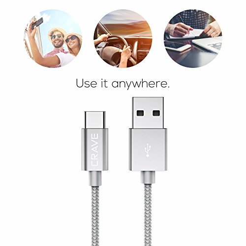 Elevate Your Charging Game with the Crave 3-Foot USB-A to USB-C Cable: Premium Nylon Braided Design for Fast Data Transfer and Universal Compatibility, Stylishly Tangle-Resistant for Home and Office Use, Perfect for All USB-C Devices