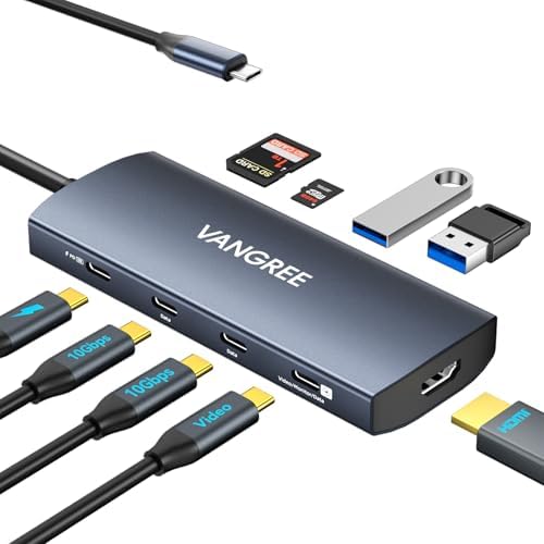 Transform Your Workspace with the VANGREE 10 Gbps USB C Hub – 4 K@60 Hz HDMI Output, 100 W Charging, and 3 USB 3.2 Gen 2 Ports for Ultimate Connectivity – Perfect Multiport Adapter for Mac Book Pro/Air, i Mac & i Pad Pro – Streamlined Design for Effortless Productivity and Dependable Performance