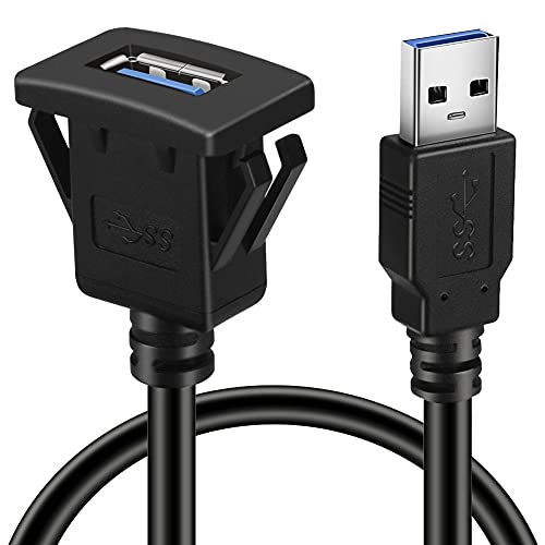 Elevate Your Dashboard Connectivity: BATIGE 5 Pack USB 3.0 Flush Mount Extension Cable – Waterproof, High-Speed, 3 ft USB Car Mount for Vehicles, Boats, and Motorcycles – Ideal for Effortless Device Charging and Data Transfer