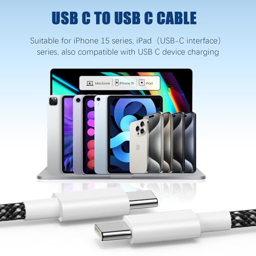 iPhone 16 15 USB C Charger Cable 10ft, Long Fast Charge Type C to C Charging Cord Wire for Apple iPhone 16 Pro Max/16 Pro/15 Plus/15 Pro Max,iPad Pro 12.9/11 inch/Mini/Air 5/4th,MacBook,Samsung-Black – Enhanced Compatibility and Speed