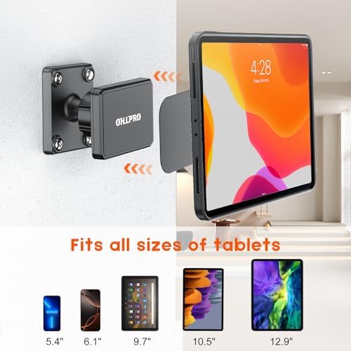OHLPRO 360° Rotatable Magnetic Tablet Wall Mount Holder – Versatile i Pad Stand with Dual Metal Plates for Secure and Flexible Use on Walls, Boats, and Cabinets – Ultimate Stability and Convenience for Home and Office
