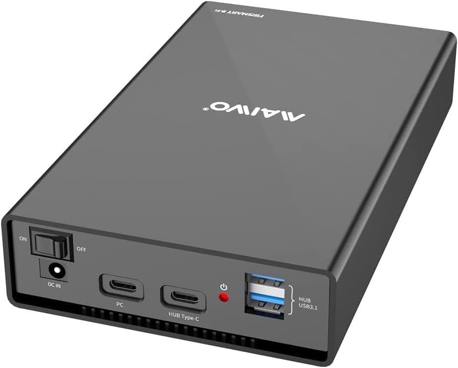 MAIWO USB C to SATA III External Hard Drive Enclosure – 6 Gbps Data Transfer with 1 USB C & 2 USB A 10 Gbps Hub for 3.5″ & 2.5″ SATA SSDs/HDDs – Compatible with Seagate, Samsung, Xbox – Versatile Storage Solution for Gamers & Professionals