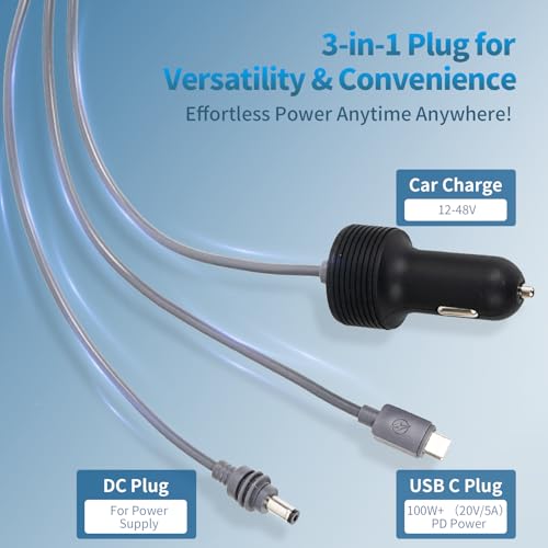Starlink Mini 3-in-1 Waterproof Power Cable – 10 FT Versatile 12 V-24 V Car Charger & USB C/DC Adapter for Reliable Outdoor Connectivity – Enhanced Durability & Speed for Starlink Mini Accessories