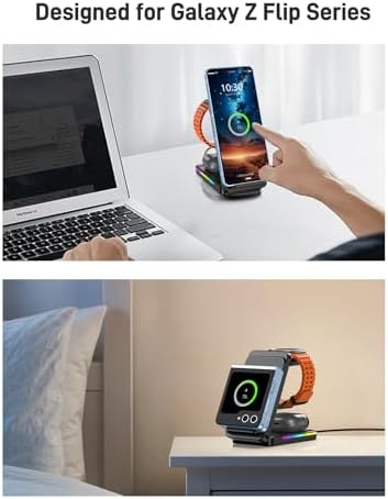 Neotrix QI Wireless Charging Hub for Samsung Galaxy Z Flip 6, Watch 7 Ultra & Buds 3 Pro – Versatile 3-in-1 Portable Charger with Advanced Fast Charging Technology – Sleek, Foldable Design for Home and Travel Use