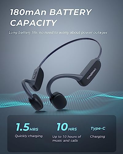 Revolutionize Your Workout with TONEAMC K2 Bone Conduction Headphones – Bluetooth 5.3 Open-Ear Sports Earbuds for Unmatched Comfort and Safety – Sweatproof Design with Built-in Mic for Hands-Free Calls and Ambient Sound Awareness – Perfect for Running, Cycling, and Intense Training Sessions