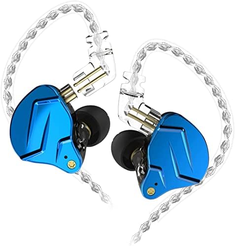 KZ ZSN Pro Hybrid In-Ear Earbud Headphones – High-Fidelity Audio with Dynamic Driver & Balanced Armature, Stylish Metal Faceplate, Detachable Cable for Custom Connectivity – Perfect for i Phone & Android Use, Ideal for Fitness & Everyday Listening (Blue, No Mic)