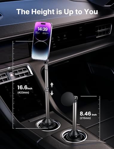 JSAUX Universal Cup Holder Mount for Foldable Phones – Adjustable Cradle Compatible with i Pad Mini, Samsung Galaxy Z Fold Series, Pixel 9 Pro, and Xiaomi Mix Fold – 360-Degree Rotation for Safe, Hands-Free Use in Cars and Trucks – Durable, Easy-Install Car Accessory for Enhanced Navigation and Streaming Experience