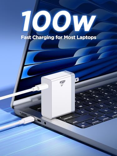 Ultimate 100 W USB-C Laptop Charger: Fast Charging Adapter for Mac Book Pro/Air, Lenovo, HP, Dell, Chromebook, i Phone, i Pad & More – 6.6 FT USB-C Cable Included for Maximum Flexibility and Universal Device Compatibility – Compact, Durable, and Perfect for Travel