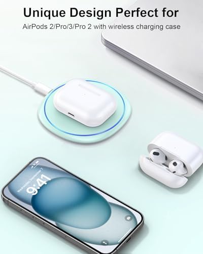 NANAMI Dual Pack Fast Wireless Charger – Qi Certified 10 W Charging Pad for i Phone 15/14/13/12/SE 2020/11 Pro & Samsung Galaxy S25/S24/S23/S22/S21/S20/Note 20 – Effortless Device Compatibility & Enhanced Speed for Air Pods Pro/3/2 – Sleek, Portable Design with Non-Slip Surface for Uninterrupted Charging