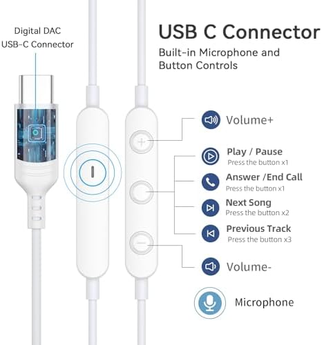 Experience Unmatched Audio Clarity with Premium USB C Earbuds – Optimally Designed for Samsung S25, S24, S23 Ultra & i Phone 16 Pro Max – Wired Noise-Canceling In-Ear Headphones with Integrated Microphone & Volume Controls – Ideal for Audiophiles and Professionals Seeking Superior Sound Quality – Perfect for Daily Commutes, High-Intensity Workouts, and Relaxation – Enjoy Ultimate Comfort with Magnetic In-Ear Design – Engineered for Durability and Longevity with High-Quality Materials – Effortlessly Compatible with Pixel 9 and Other Devices – Transform Your Listening Experience with Advanced Noise Isolation and Rich Stereo Sound for an Immersive Journey into Music and Calls
