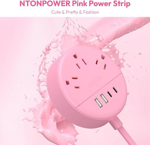 25 ft NTONPOWER Power Strip with 3 AC Outlets & 4 USB Charging Ports – Versatile Wall Mountable Desktop Solution for Home, Office, and Dorm – Sleek White Design for Enhanced Connectivity and Efficiency