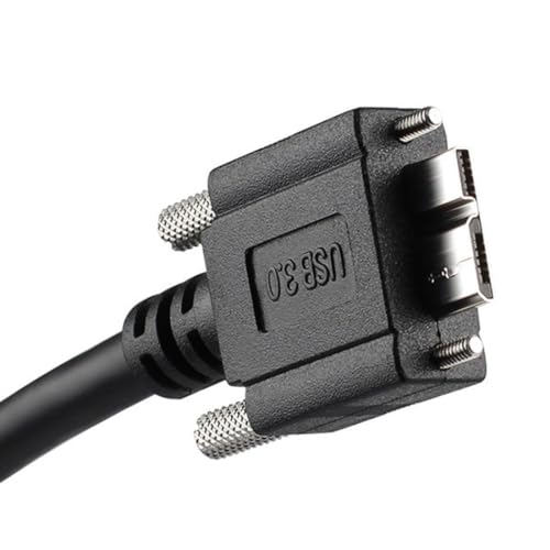 Chenyang 90-Degree Micro USB 3.0 Cable – Type A Male to Micro B Male, 3 M High-Speed Connector for Industrial Cameras & Devices, Enhanced Durability with Mount Panel Screws, Perfect for Tight Spaces and Optimal Cable Management