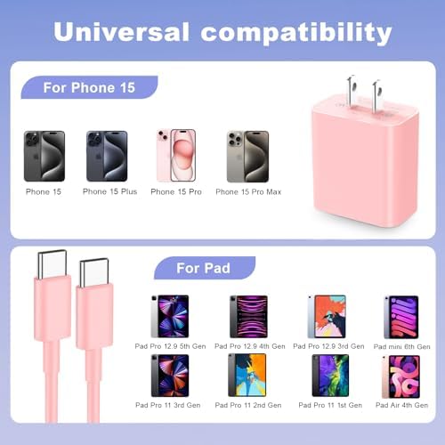 Ultimate 10 FT USB C Fast Charging Bundle for i Phone 16 Series – Dual USB C Charger Block with Long Cords for Enhanced Compatibility and Speed – Ideal for i Phone 16/16 Plus/16 Pro/16 Pro Max, i Pad, and Android Devices – Compact, Durable, and Portable Power Solution