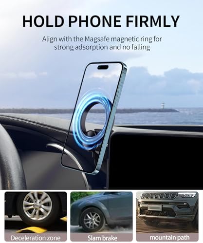 Premium 360° Rotation Car Phone Holder for 2023-2025 Mercedes Benz GLC & 2022-2025 C-Class – Mag Safe Compatible Mount for 12.3-Inch Digital Instrument Cluster – Secure Clip Design for Enhanced Stability & Hands-Free Convenience – Ideal Smartphone Accessory for Navigation and Calls