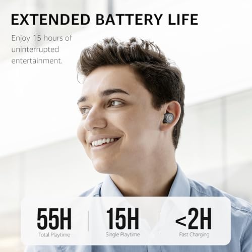 TOZO T10 Wireless Earbuds with Bluetooth 5.3 – Customizable EQ for Personalized Sound, Ergonomic Fit for Ultimate Comfort, 55 Hours Playtime, IPX8 Waterproof Rating, Wireless Charging Case – 2025 Enhanced Audio Experience for Active Lifestyles