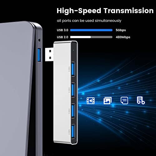 Enhance Your Digital Workspace with Fidioto USB Hub 2 Pack – Versatile 4-Port Adapter for Laptops & Macs, Featuring 1 Ultra-Fast USB 3.0 Port and 3 USB 2.0 Ports for Effortless Device Connectivity and Data Transfer, Ideal for Busy Professionals and Students on the Move